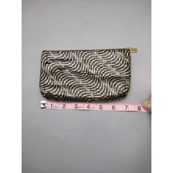 Vintage Whiting & Davis Clutch Purse Black Gold Mesh Retro Evening - Picture 4 of 6
